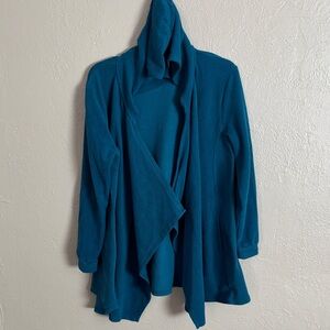 Cuddl Duds fleece-wear hooded wrap cardigan with pockets Teal Small/Med